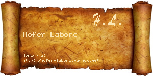 Hofer Laborc névjegykártya